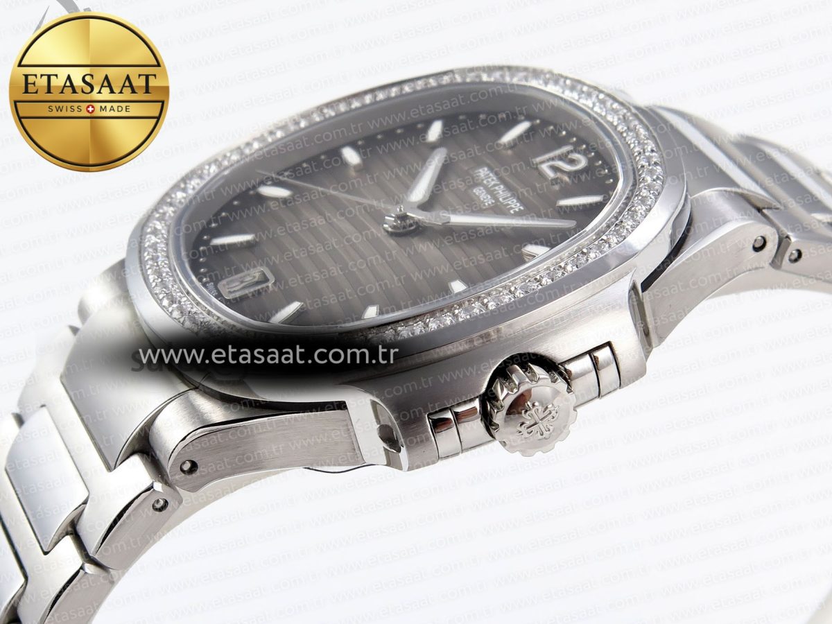 NAUTILUS 7118 LADIES SS PPF 1:1 BEST EDITION BROWN DIAL DIAMONDS BEZEL ON SS BRACELET 324CS - Görsel 8