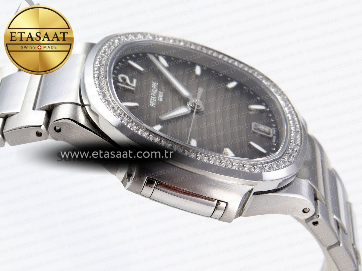 NAUTILUS 7118 LADIES SS PPF 1:1 BEST EDITION BROWN DIAL DIAMONDS BEZEL ON SS BRACELET 324CS - Görsel 9