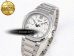 NAUTILUS 7118 LADIES SS PPF 1:1 BEST EDITION WHITE DIAL DIAMONDS BEZEL ON SS BRACELET 324CS