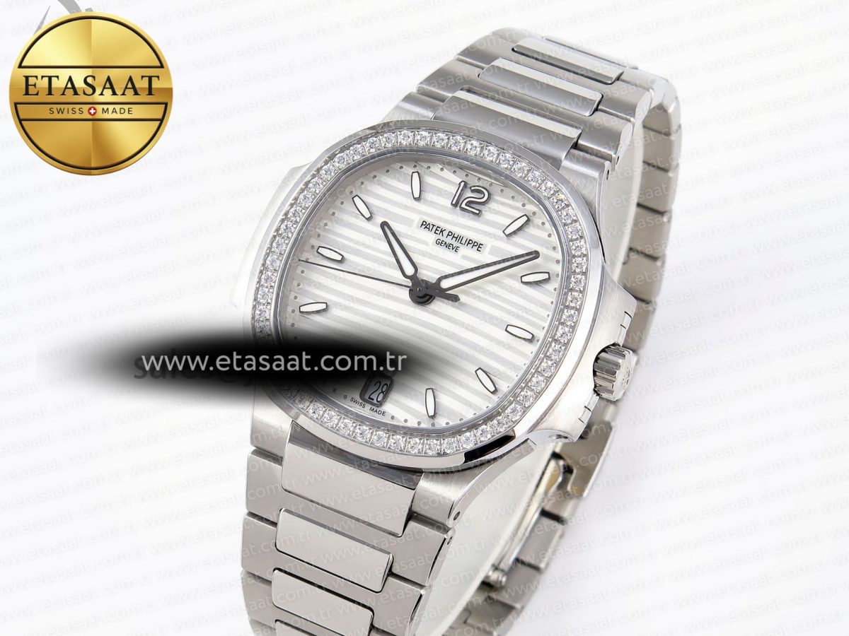 NAUTILUS 7118 LADIES SS PPF 1:1 BEST EDITION WHITE DIAL DIAMONDS BEZEL ON SS BRACELET 324CS - Görsel 2