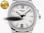 NAUTILUS 7118 LADIES SS PPF 1:1 BEST EDITION WHITE DIAL DIAMONDS BEZEL ON SS BRACELET 324CS - Görsel 4