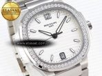 NAUTILUS 7118 LADIES SS PPF 1:1 BEST EDITION WHITE DIAL DIAMONDS BEZEL ON SS BRACELET 324CS - Görsel 5