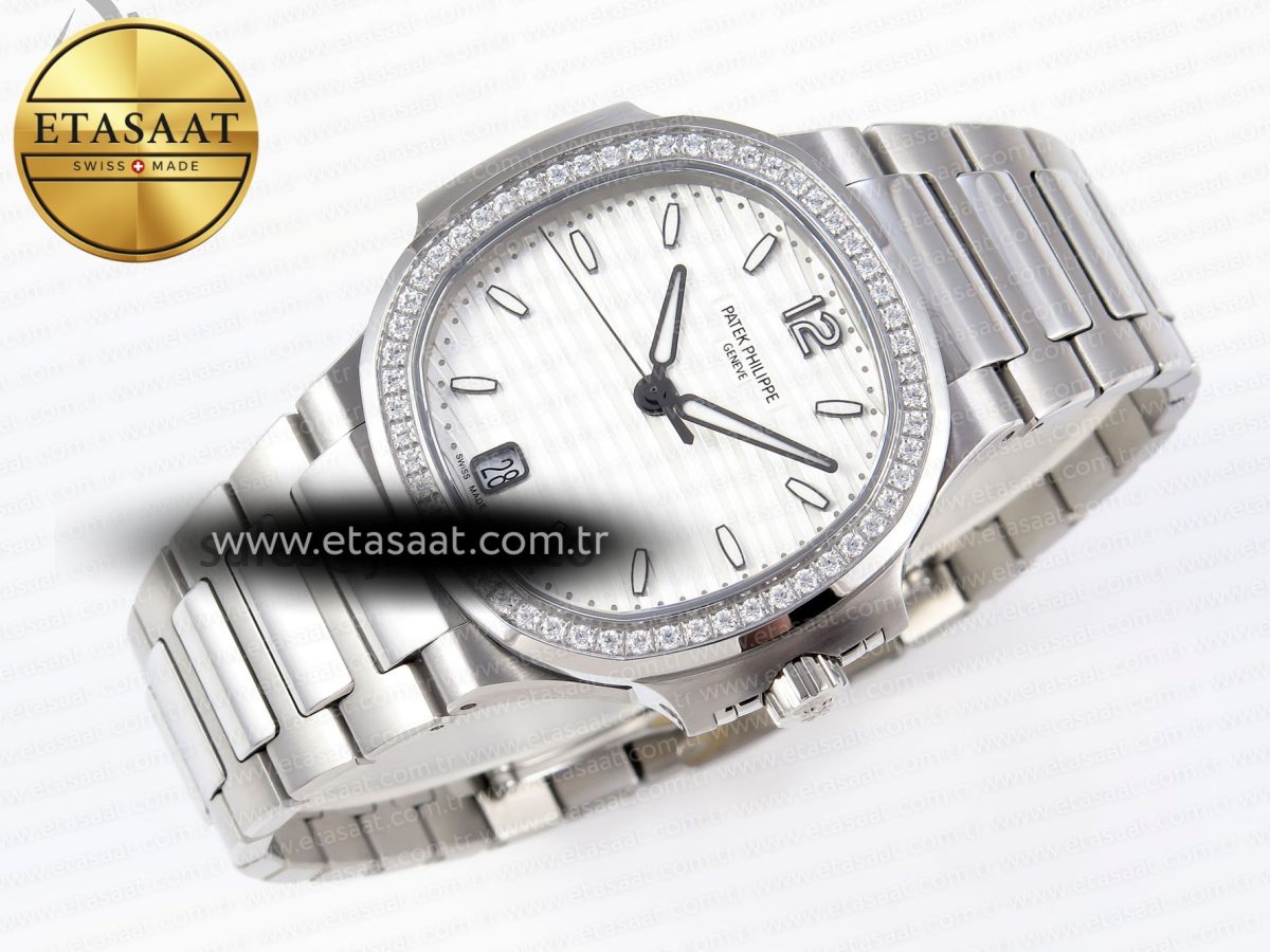 NAUTILUS 7118 LADIES SS PPF 1:1 BEST EDITION WHITE DIAL DIAMONDS BEZEL ON SS BRACELET 324CS - Görsel 7