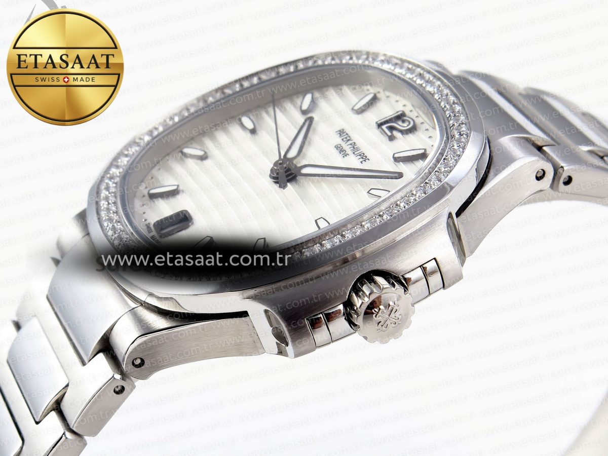 NAUTILUS 7118 LADIES SS PPF 1:1 BEST EDITION WHITE DIAL DIAMONDS BEZEL ON SS BRACELET 324CS - Görsel 8