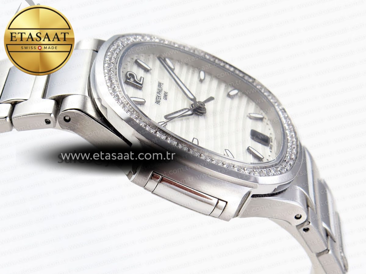 NAUTILUS 7118 LADIES SS PPF 1:1 BEST EDITION WHITE DIAL DIAMONDS BEZEL ON SS BRACELET 324CS - Görsel 9