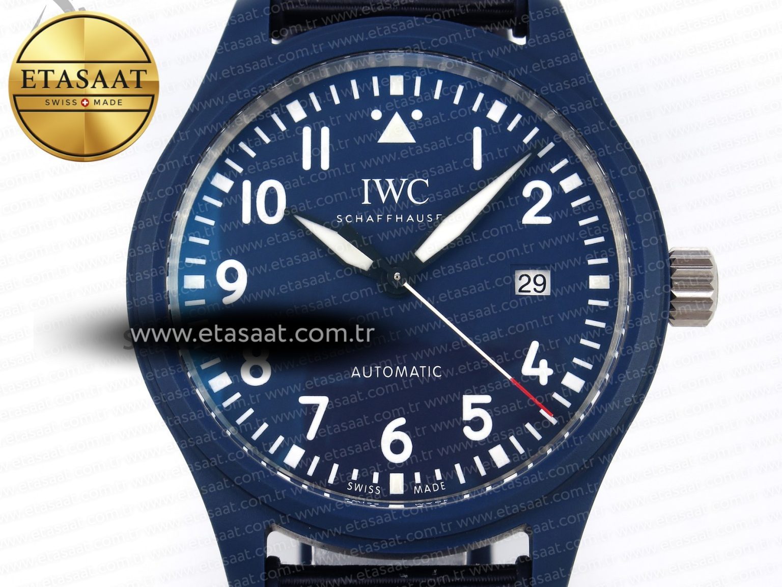PILOT’S WATCH LAUREUS BLUE CERAMIC IW328101 ZF 1:1 BEST EDITION ON BLUE NYLON STRAP A32111 - Görsel 4