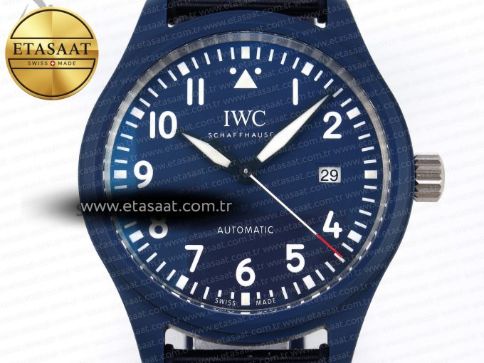 PILOT’S WATCH LAUREUS BLUE CERAMIC IW328101 ZF 1:1 BEST EDITION ON BLUE NYLON STRAP A32111 - Görsel 4