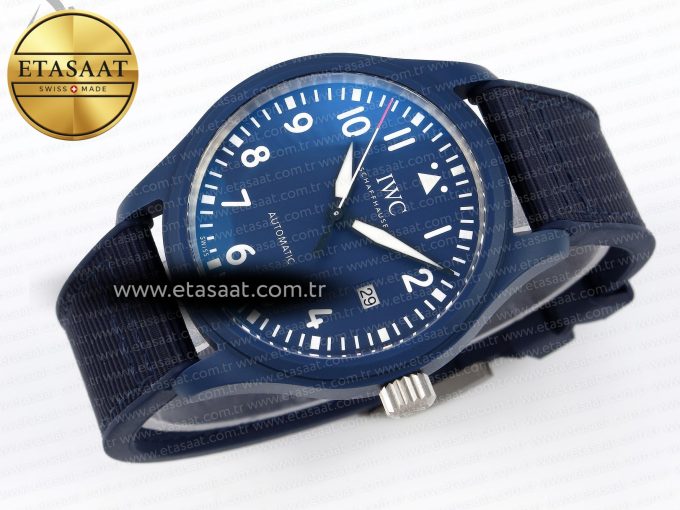 PILOT’S WATCH LAUREUS BLUE CERAMIC IW328101 ZF 1:1 BEST EDITION ON BLUE NYLON STRAP A32111 - Görsel 5