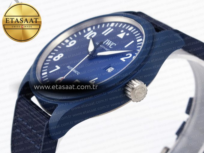 PILOT’S WATCH LAUREUS BLUE CERAMIC IW328101 ZF 1:1 BEST EDITION ON BLUE NYLON STRAP A32111 - Görsel 6