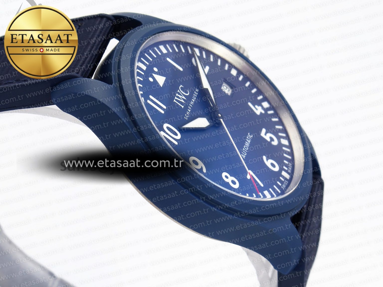 PILOT’S WATCH LAUREUS BLUE CERAMIC IW328101 ZF 1:1 BEST EDITION ON BLUE NYLON STRAP A32111 - Görsel 7