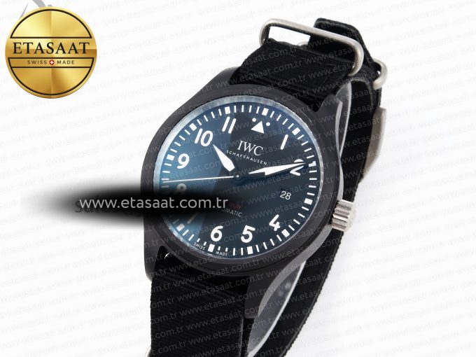 PILOT’S WATCH TOP GUN BLACK CERAMIC IW326901 ZF 1:1 BEST EDITION ON BLACK NYLON STRAP A32111 - Görsel 1