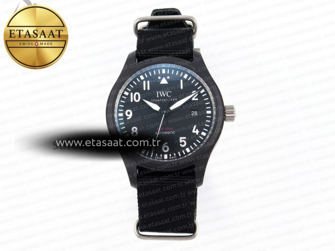 PILOT’S WATCH TOP GUN BLACK CERAMIC IW326901 ZF 1:1 BEST EDITION ON BLACK NYLON STRAP A32111 - Görsel 3