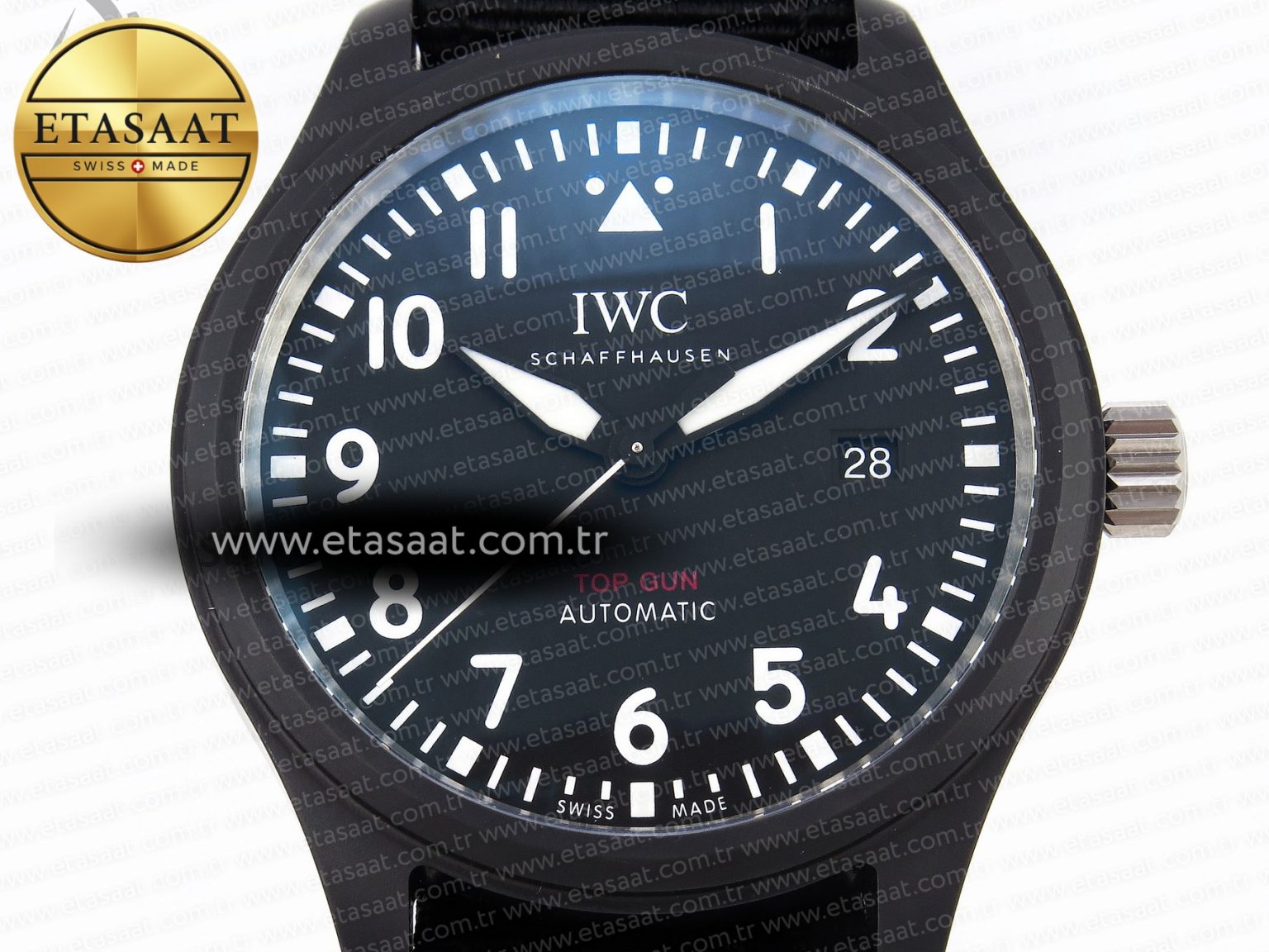 PILOT’S WATCH TOP GUN BLACK CERAMIC IW326901 ZF 1:1 BEST EDITION ON BLACK NYLON STRAP A32111 - Görsel 4