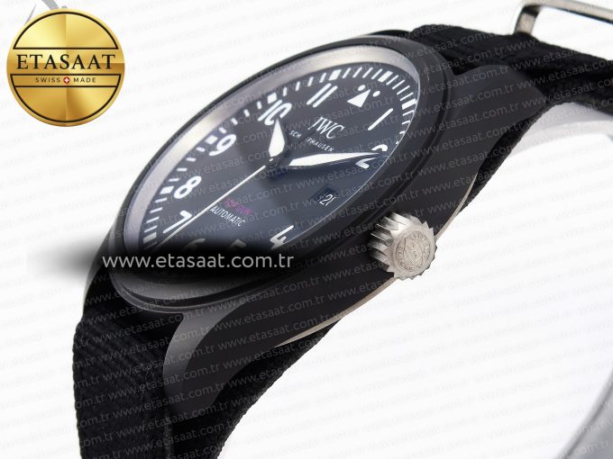 PILOT’S WATCH TOP GUN BLACK CERAMIC IW326901 ZF 1:1 BEST EDITION ON BLACK NYLON STRAP A32111 - Görsel 6