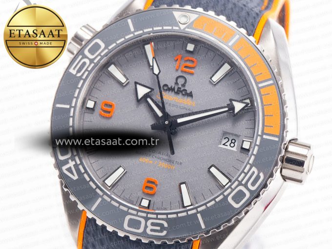 Planet Ocean 43.5mm Ti VSF 1:1 Best Edition Black/Orange Bezel Gray Dial on Gray Nylon Strap A8900 - Görsel 6