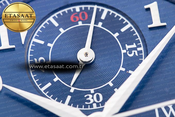 Portugieser Chrono Classic 42 IW390406 APSF 1:1 Best Edition Blue Dial Blue Hand on Black Leather Strap A7750 - Görsel 13