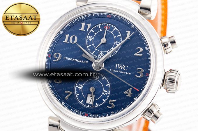 Portugieser Chrono Classic 42 IW390406 APSF 1:1 Best Edition Blue Dial Blue Hand on Black Leather Strap A7750 - Görsel 4