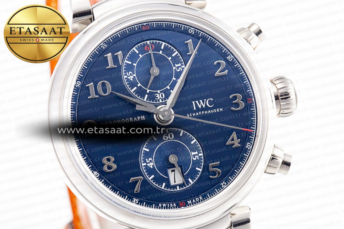 Portugieser Chrono Classic 42 IW390406 APSF 1:1 Best Edition Blue Dial Blue Hand on Black Leather Strap A7750 - Görsel 6
