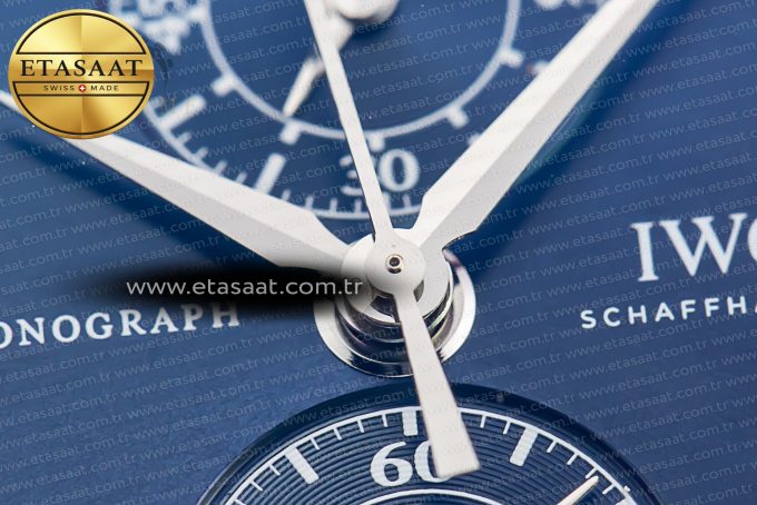 Portugieser Chrono Classic 42 IW390406 APSF 1:1 Best Edition Blue Dial Blue Hand on Black Leather Strap A7750 - Görsel 7