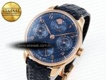 PORTUGIESER PERPETUAL CALENDAR RG 5033 APSF 1:1 BEST EDITION BLUE DIAL ON BLACK LEATHER STRAP A52610 CLONE