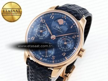 PORTUGIESER PERPETUAL CALENDAR RG 5033 APSF 1:1 BEST EDITION BLUE DIAL ON BLACK LEATHER STRAP A52610 CLONE