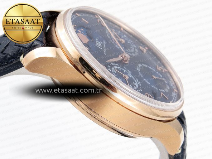 PORTUGIESER PERPETUAL CALENDAR RG 5033 APSF 1:1 BEST EDITION BLUE DIAL ON BLACK LEATHER STRAP A52610 CLONE - Görsel 7