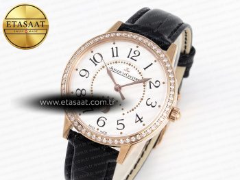 RENDEZ-VOUS NIGHT & DAY RG APSF 1:1 BEST EDITION WHITE TEXTURED DIAL DIAMONDS BEZEL ON BLACK LEATHER STRAP A898