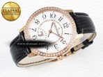 Jaeger Lecoultre RENDEZ-VOUS NIGHT & DAY WHITE TEXTURED DIAL DIAMONDS BEZEL ON BLACK LEATHER A898 - Görsel 5