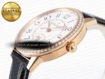 Jaeger Lecoultre RENDEZ-VOUS NIGHT & DAY WHITE TEXTURED DIAL DIAMONDS BEZEL ON BLACK LEATHER A898 - Görsel 6