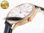 RENDEZ-VOUS NIGHT & DAY RG APSF 1:1 BEST EDITION WHITE TEXTURED DIAL DIAMONDS BEZEL ON BLACK LEATHER STRAP A898 - Görsel 6