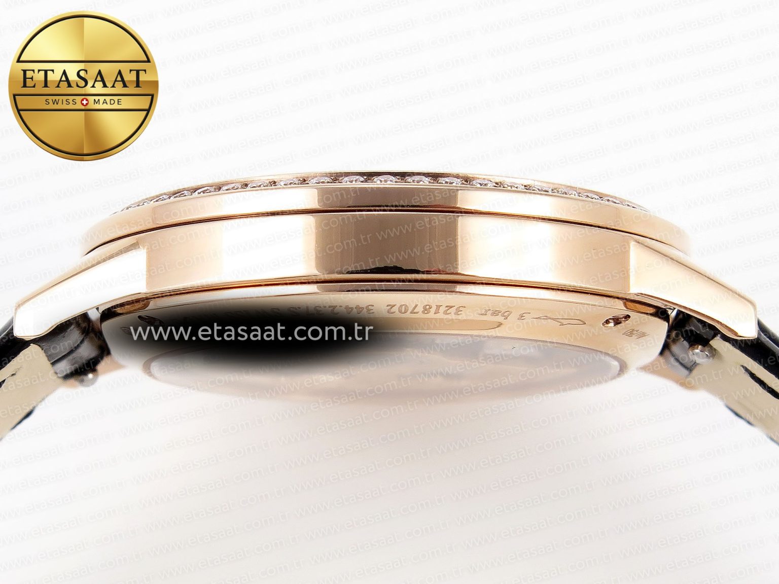 RENDEZ-VOUS NIGHT & DAY RG APSF 1:1 BEST EDITION WHITE TEXTURED DIAL DIAMONDS BEZEL ON BLACK LEATHER STRAP A898 - Görsel 9