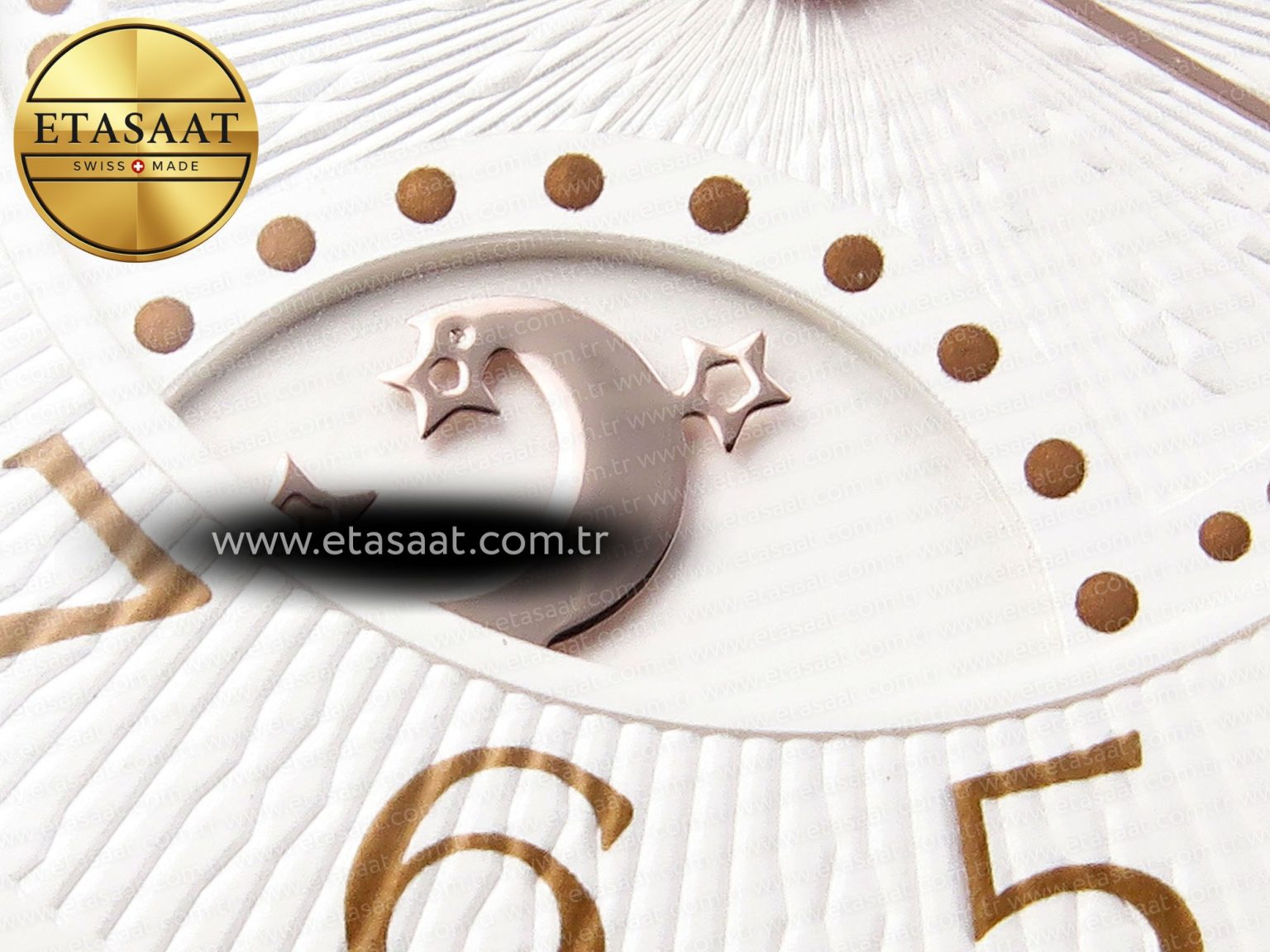 RENDEZ-VOUS NIGHT & DAY RG APSF 1:1 BEST EDITION WHITE TEXTURED DIAL DIAMONDS BEZEL ON BROWN LEATHER STRAP A898 - Görsel 14