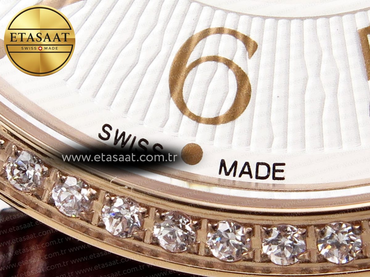 Jaeger Lecoultre RENDEZ-VOUS NIGHT & DAY WHITE TEXTURED DIAL DIAMONDS BEZEL ON BROWN LEATHER A898 - Görsel 15