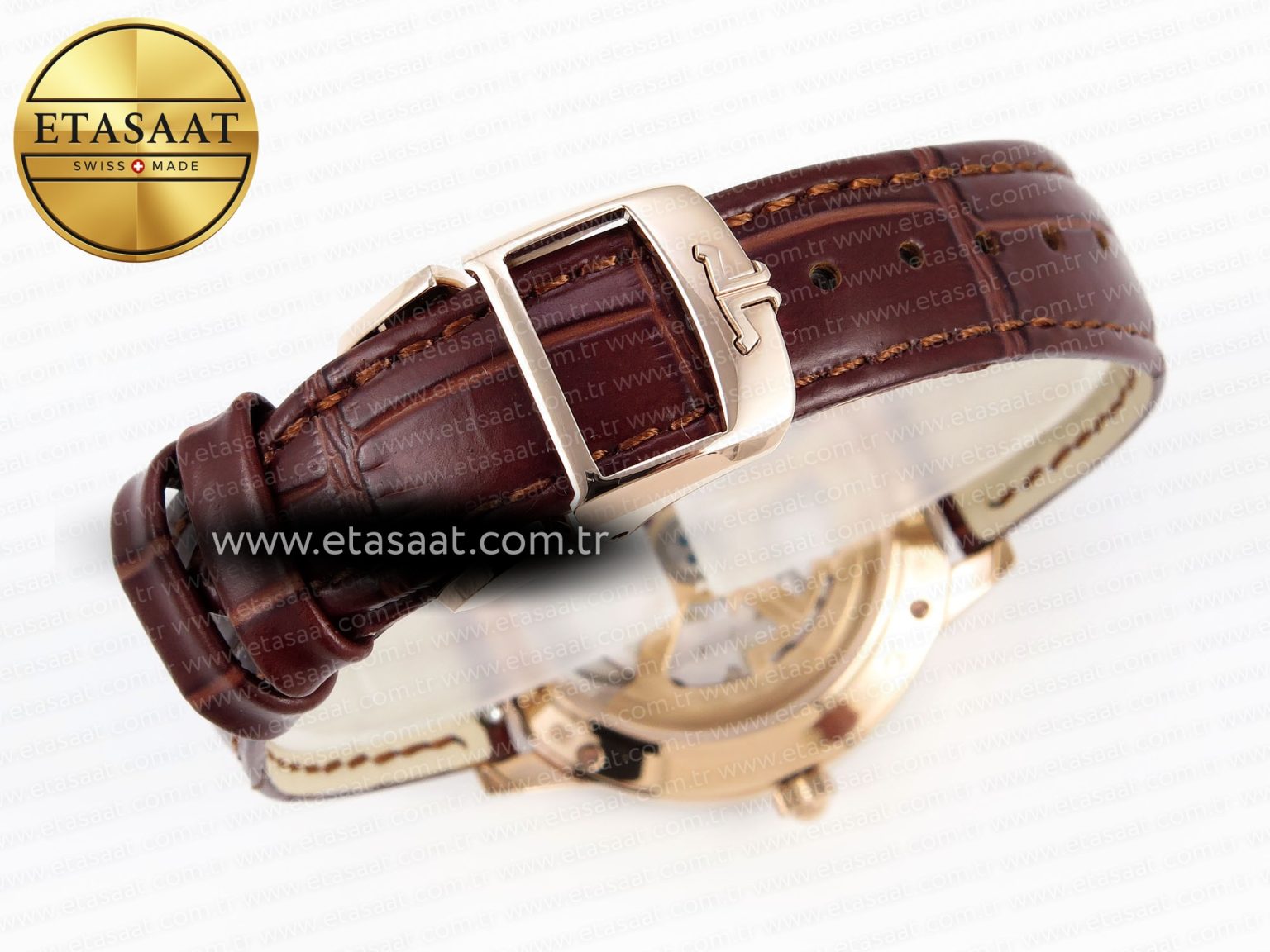 RENDEZ-VOUS NIGHT & DAY RG APSF 1:1 BEST EDITION WHITE TEXTURED DIAL DIAMONDS BEZEL ON BROWN LEATHER STRAP A898 - Görsel 23