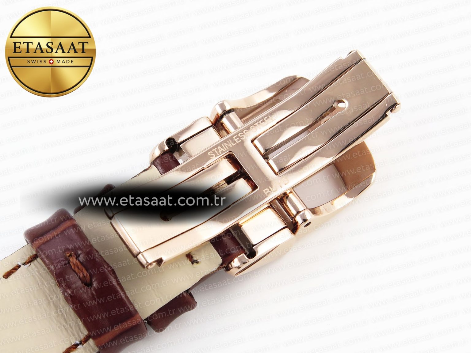 RENDEZ-VOUS NIGHT & DAY RG APSF 1:1 BEST EDITION WHITE TEXTURED DIAL DIAMONDS BEZEL ON BROWN LEATHER STRAP A898 - Görsel 27
