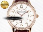 RENDEZ-VOUS NIGHT & DAY RG APSF 1:1 BEST EDITION WHITE TEXTURED DIAL DIAMONDS BEZEL ON BROWN LEATHER STRAP A898 - Görsel 4