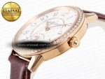 RENDEZ-VOUS NIGHT & DAY RG APSF 1:1 BEST EDITION WHITE TEXTURED DIAL DIAMONDS BEZEL ON BROWN LEATHER STRAP A898 - Görsel 8