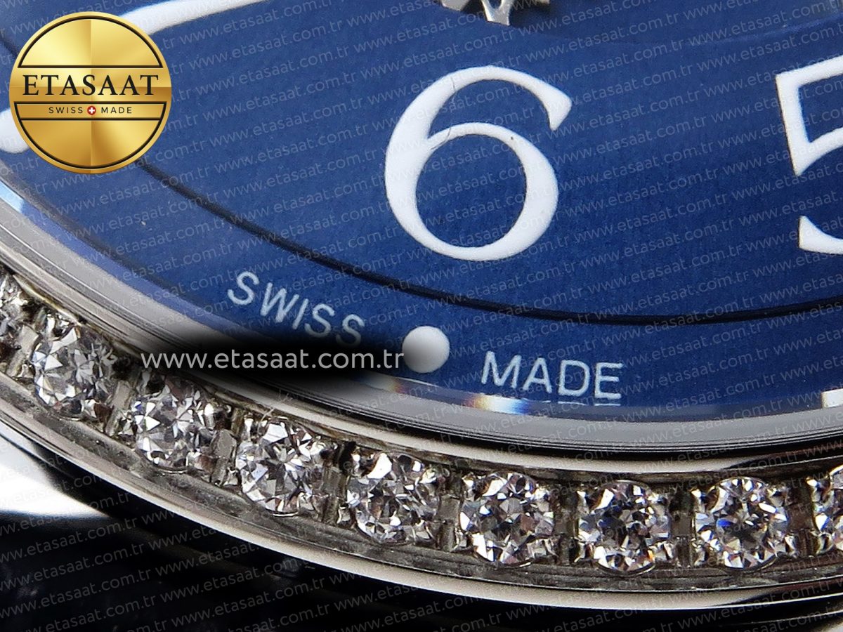 Rendez-Vous Night & Day SS APSF 1:1 Best Edition Blue Textured Dial Diamonds Bezel on Blue Leather Strap SA898 - Görsel 12