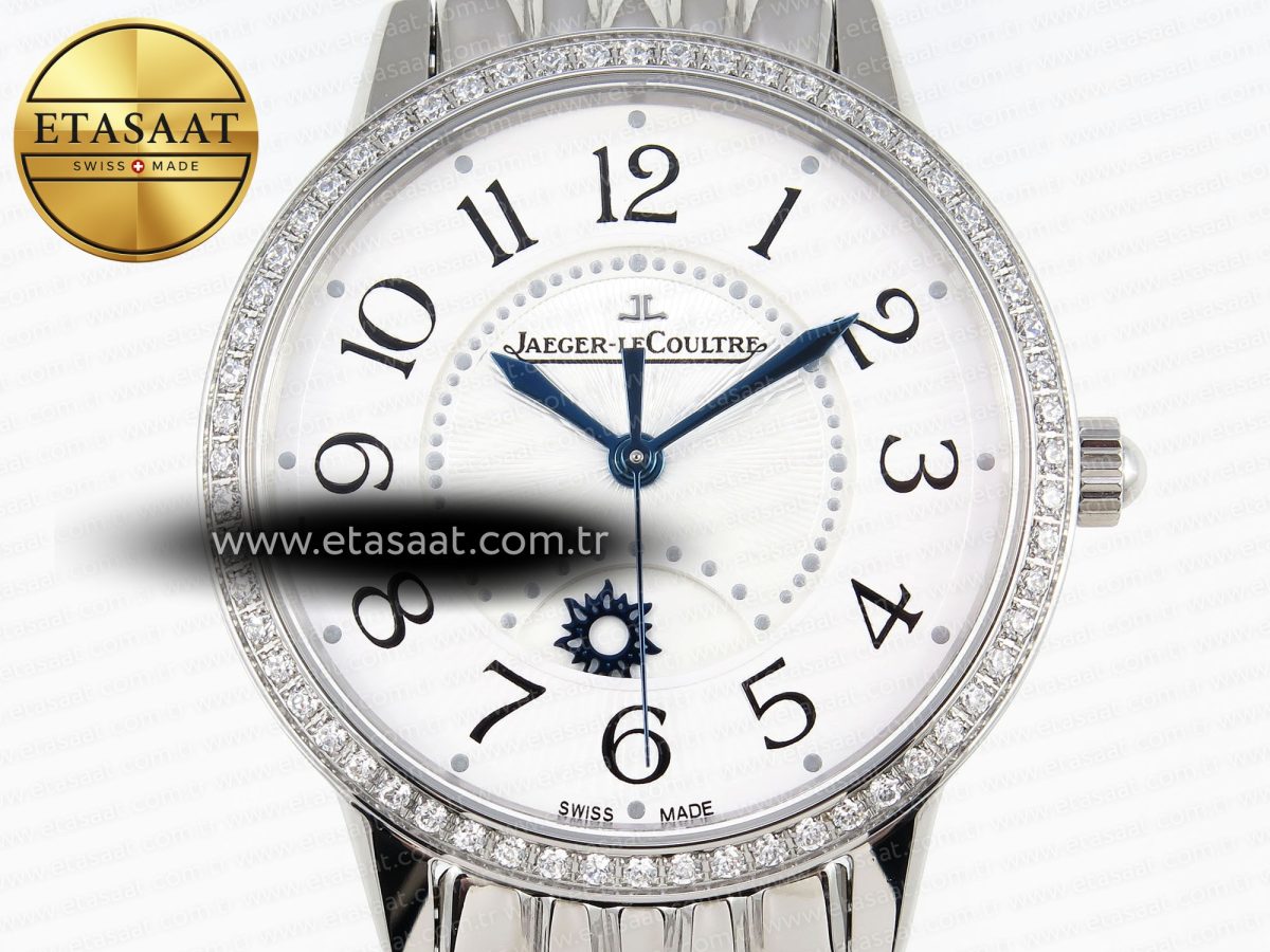 Jaeger Lecoultre RENDEZ-VOUS NIGHT & DAY WHITE TEXTURED DIAL DIAMONDS BEZEL ON SS A898 - Görsel 4
