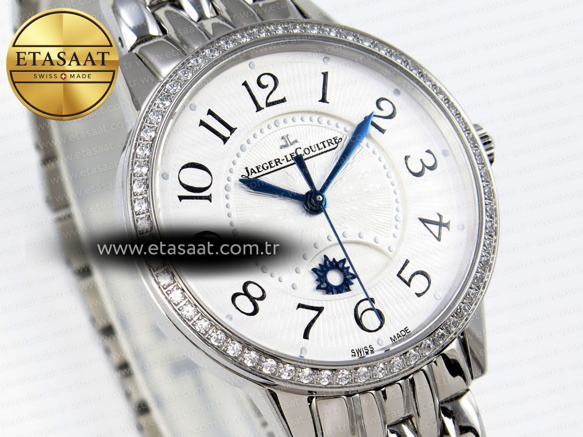 Jaeger Lecoultre RENDEZ-VOUS NIGHT & DAY WHITE TEXTURED DIAL DIAMONDS BEZEL ON SS A898 - Görsel 5