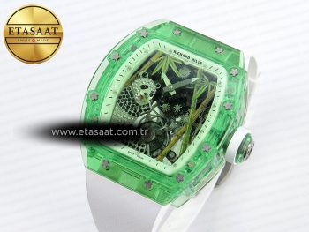 Richard Mille RM026 GREEN PANDA SKELETON DIAL ON RUBBER STRAP