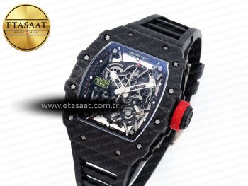 RM035 BLACK CARBON SONIC BEST EDITION SKELETON DIAL ON BLACK RUBBER STRAP CLONE RMUL2