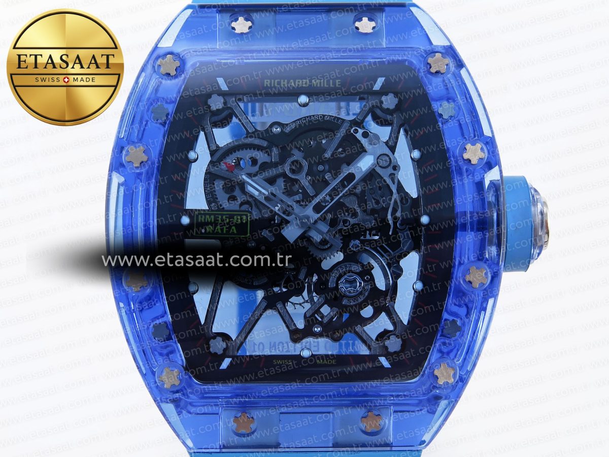 Richard Mille RM035 SKELETON DIAL ON BLUE RUBBER RMUL2 - Görsel 4
