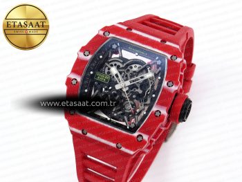 RM035 RED CARBON SONIC BEST EDITION SKELETON DIAL ON RED RUBBER STRAP CLONE RMUL2