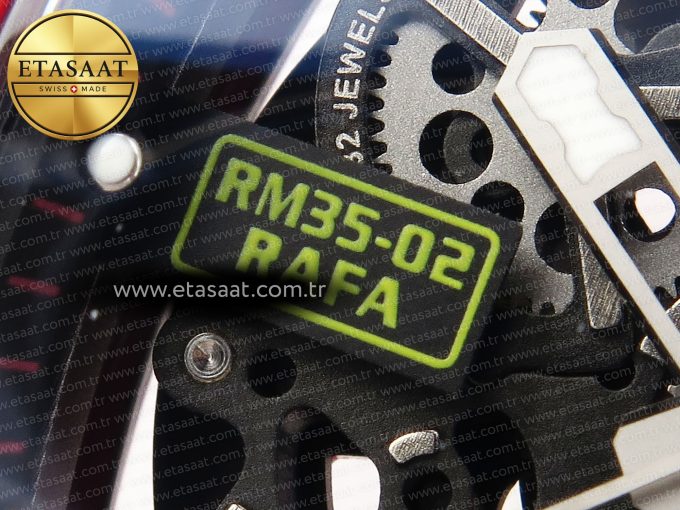 RM035 RED CARBON SONIC BEST EDITION SKELETON DIAL ON RED RUBBER STRAP CLONE RMUL2 - Görsel 10