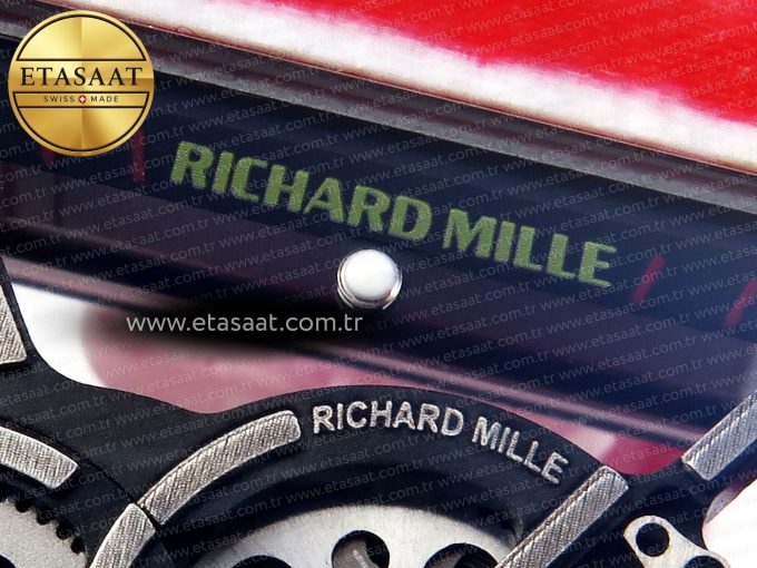 RM035 RED CARBON SONIC BEST EDITION SKELETON DIAL ON RED RUBBER STRAP CLONE RMUL2 - Görsel 11