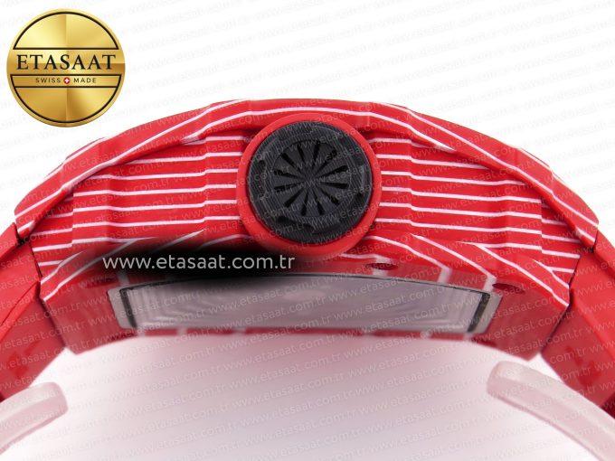 RM035 RED CARBON SONIC BEST EDITION SKELETON DIAL ON RED RUBBER STRAP CLONE RMUL2 - Görsel 14
