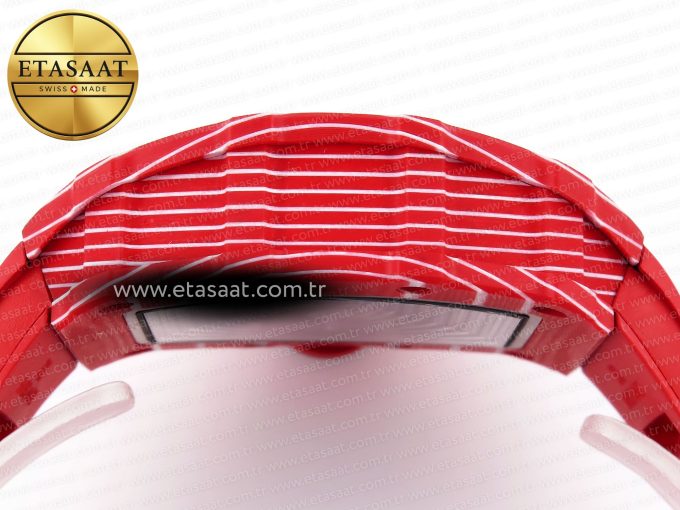 RM035 RED CARBON SONIC BEST EDITION SKELETON DIAL ON RED RUBBER STRAP CLONE RMUL2 - Görsel 15