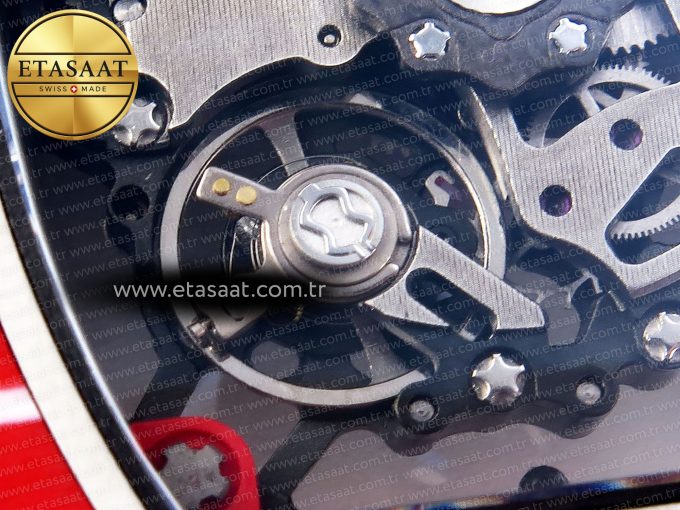 RM035 RED CARBON SONIC BEST EDITION SKELETON DIAL ON RED RUBBER STRAP CLONE RMUL2 - Görsel 21
