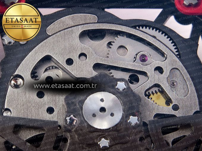 RM035 RED CARBON SONIC BEST EDITION SKELETON DIAL ON RED RUBBER STRAP CLONE RMUL2 - Görsel 22